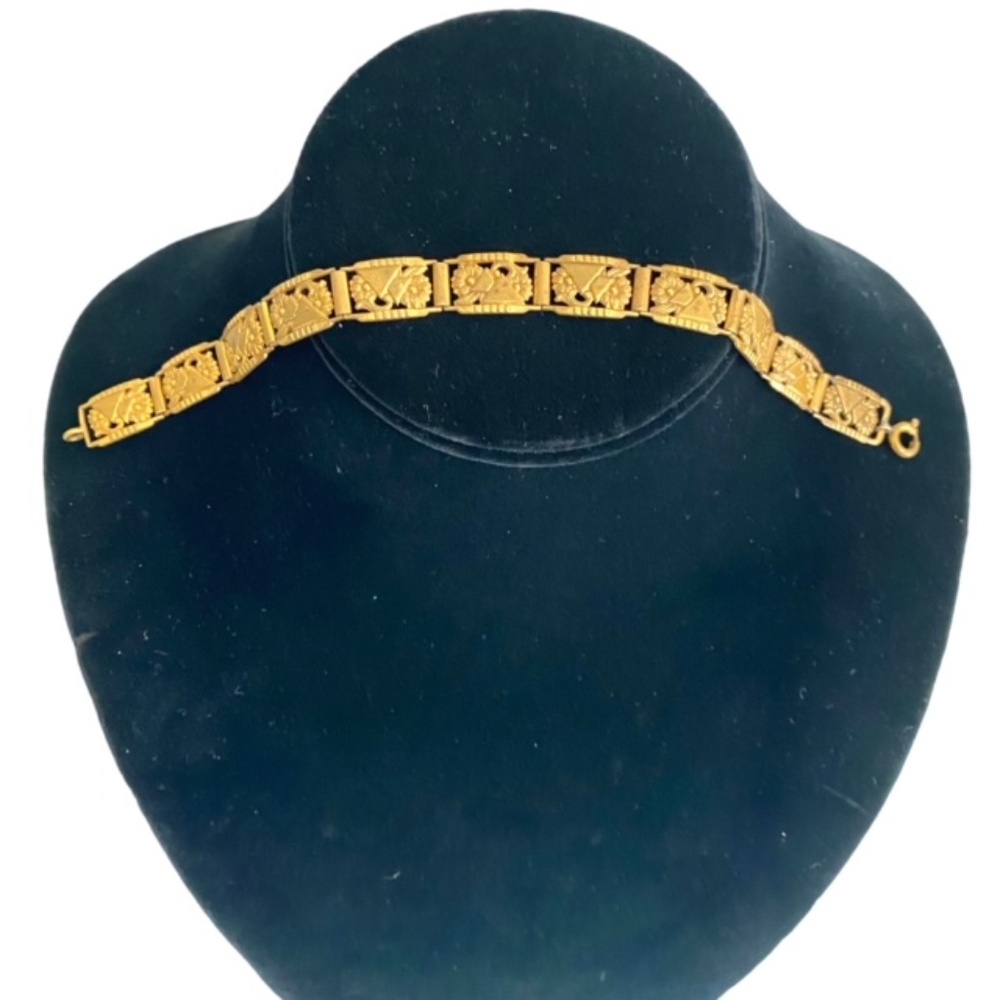 Antique Gold Filled Panel Openwork Bracelet Stamped 7.5 inches Long